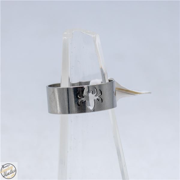 STAINLESS STEEL MENS SPIDER SYMBOL RING SIZE 9