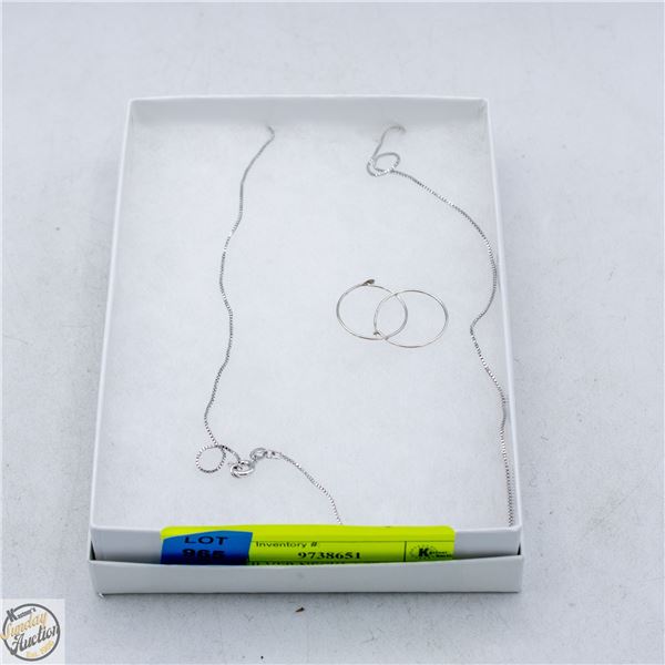 STER SILVER NECKLACE PLUS HOOP EARRINGS