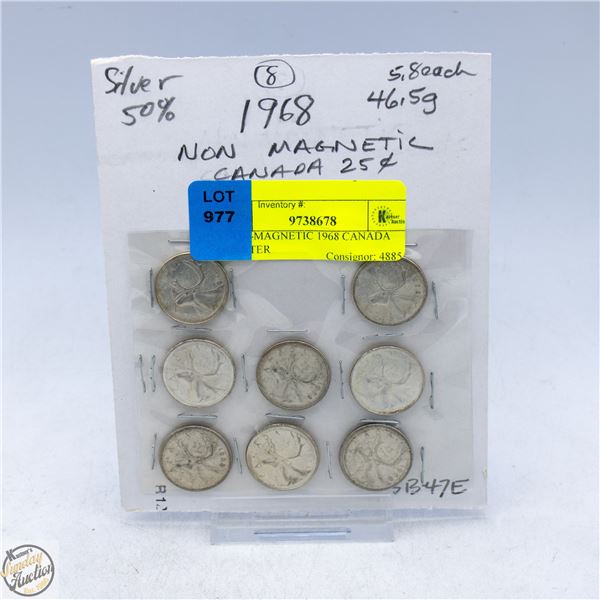 8 NON-MAGNETIC 1968 CANADA QUARTER