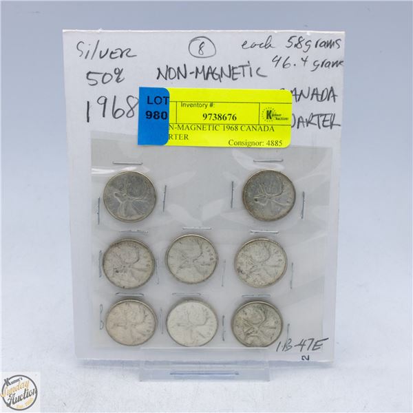 8 NON-MAGNETIC 1968 CANADA QUARTER