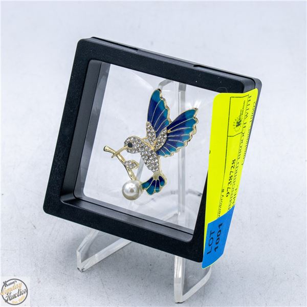 NEW HUMMINGBIRD BROOCH WITH TEAL ENAMEL