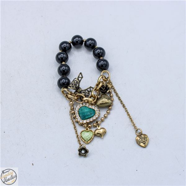 VINTAGE BETSEY JOHNSON FAUX PEARL HEART CHARM