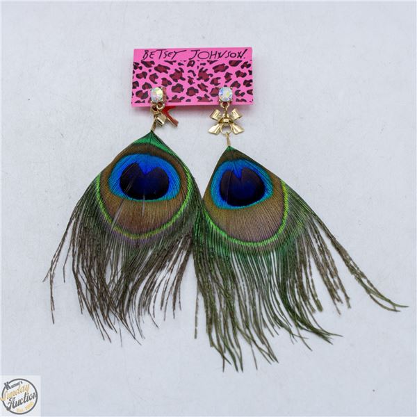 VINTAGE BETSEY JOHNSON PEACOCK FEATHER &