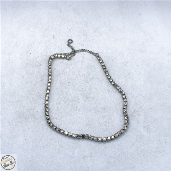 SILVER-TONE RHINESTONE TENNIS STYLE NECKLACE