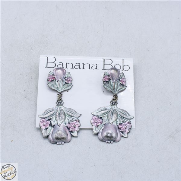 VINTAGE BANANA BOB DOUBLE DROP ENAMELD EARRINGS