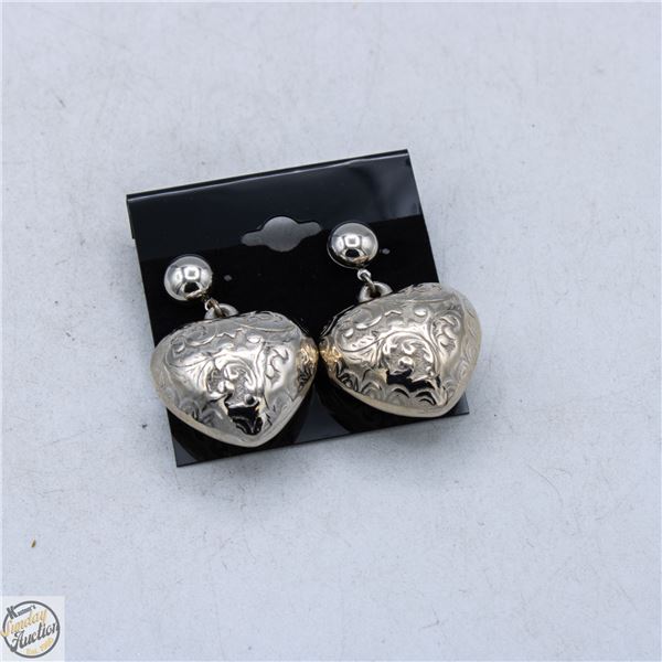 VINTAGE ORNATE HEART SHAPED EARRINGS