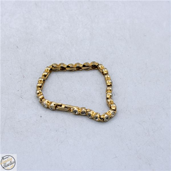GOLD-TONE CLEAR RHINESTONE TENNIS BRACELET