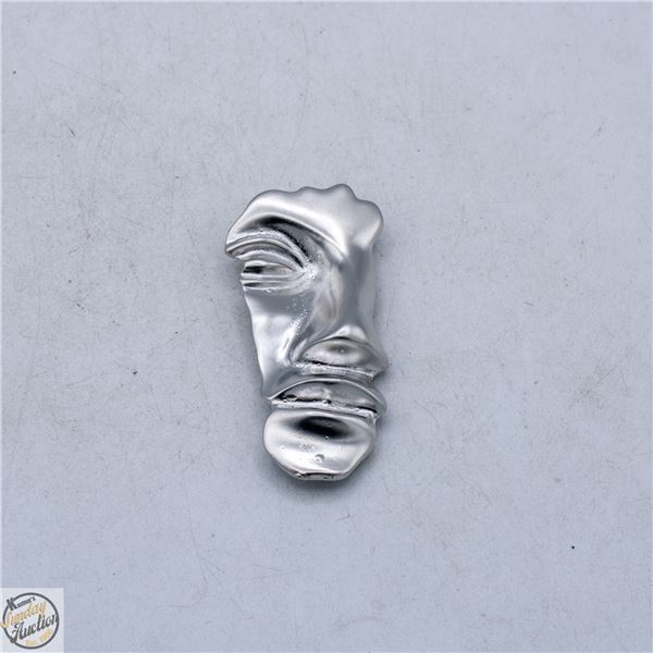 SILVER-TONE ABSTRACT FIGURE FACE MASK BROOCH