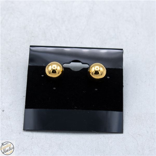 VINTAGE GOLD-TONE BALL STUD EARRINGS