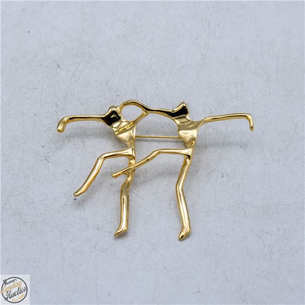 VINTAGE GOLD-TONE MODERNIST DANCING FIGURES