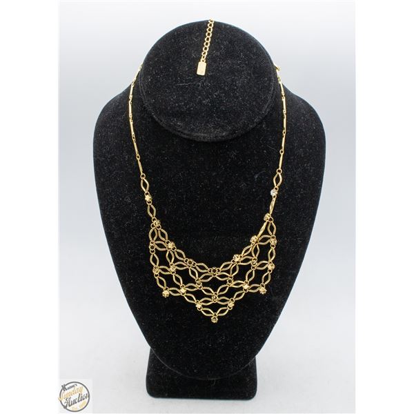 1928 BRAND GOLD-TONE OPENWORK RHINESTONE
