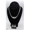 Image 1 : MATCHING SILVER-TONE BLACK TEARDOP NECKLACE &