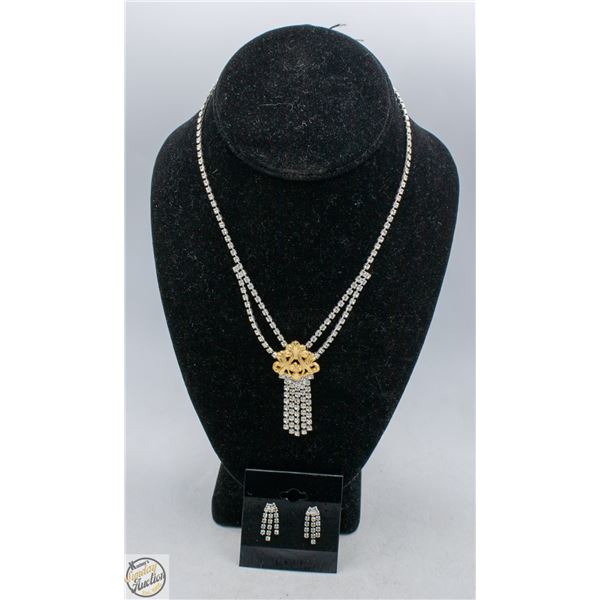 SILVER-TONE ORNATE FILIGREE RHINESTONE PENDANT