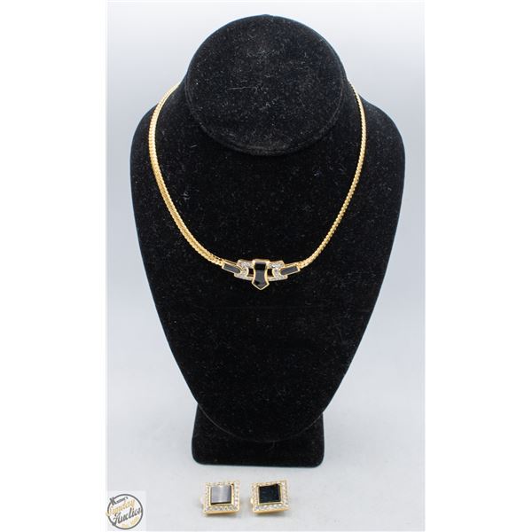 NINA RICCI GOLD-TONE NECKLACE & EARRING SET