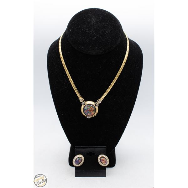 NINA RICCI GOLD-TONE NECKLACE & EARRING SET
