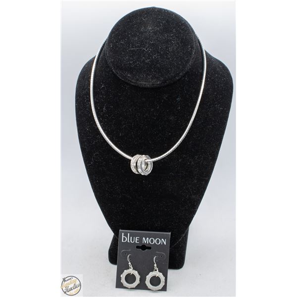 BLUE MOON SILVER-TONE OMEGA COLLAR NECKLACE