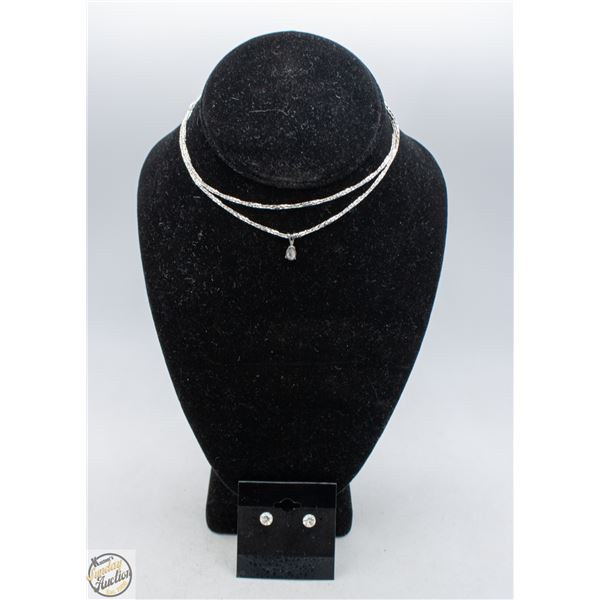 SET OF CUBIC ZIRCONIA EARRRING AND NECKLACE ONE