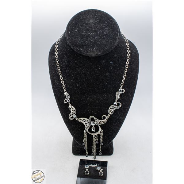 ORNATE FILIGREE STYLE NECKLACE & EARRING SET