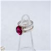 Image 1 : STERLING SILVER RING WITH RED SIMULATED STONE