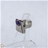 Image 1 : METAL GEOMETRIC RING WITH IRIDESCENT CABOCHON
