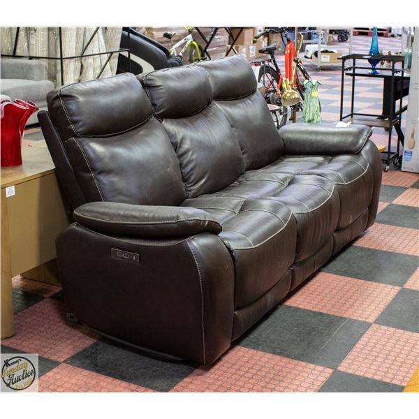 BROWN LEATHER ELECTRIC RECLINER SPFA WITH HEADREST