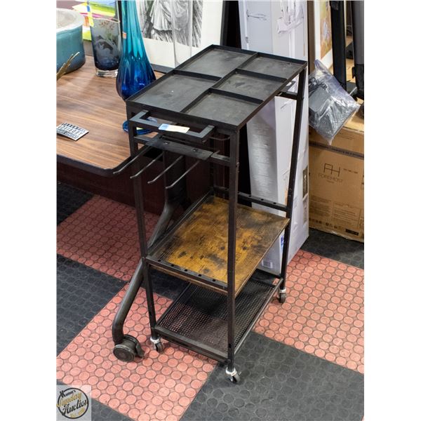 ROLLING 3 TIER CART WITH MISC BELT BUCKLE