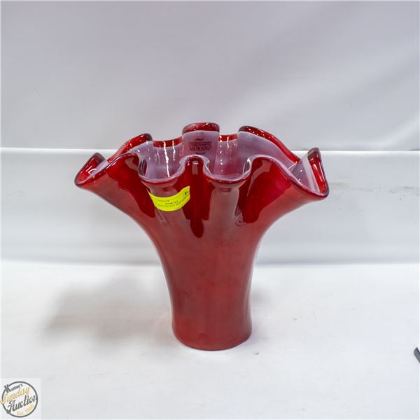 NEW LARGE HEAVY RED MURANO RIBBON
