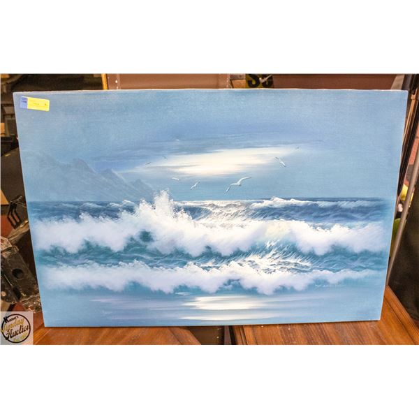 OCEAN WAVES PAINTED CANVAS (36” X 24”)