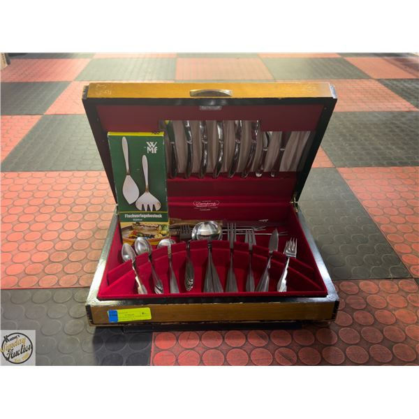 WMF FISH SERVERS & NORWEIGEN SILVERWARE SET IN A