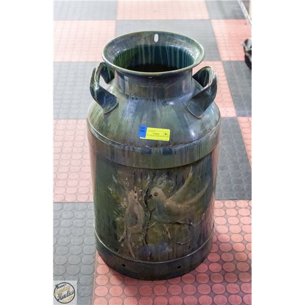 ESTATE LARGE HANDPAINTED MILK CAN (USED AS A STAND