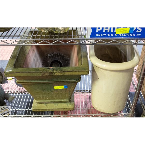 2 HEAVY OUTDOOR CERAMIC PLANTERS