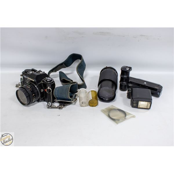 VINTAGE CHINON CAMERA W/ 2 LENSES ETC