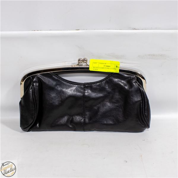 BLACK CLASP CLOSE CLUTCH PURSE