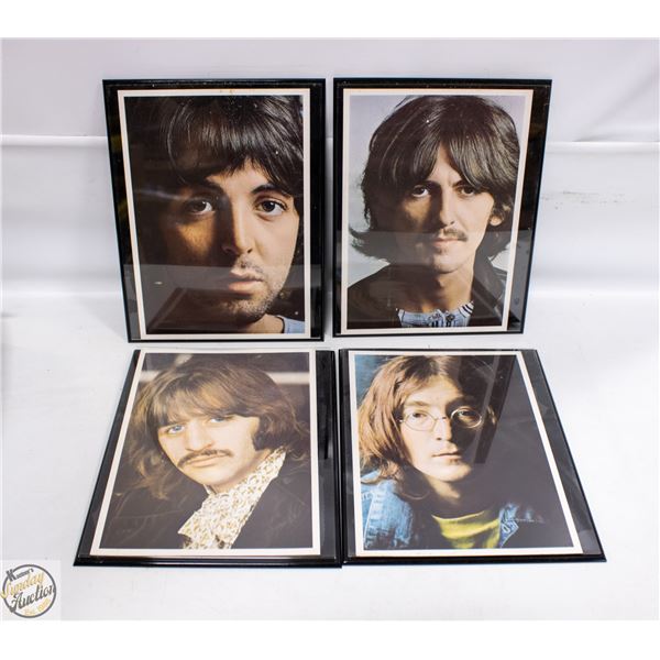FOUR BEATLES 8X10 PORTRAITS IN FRAMES