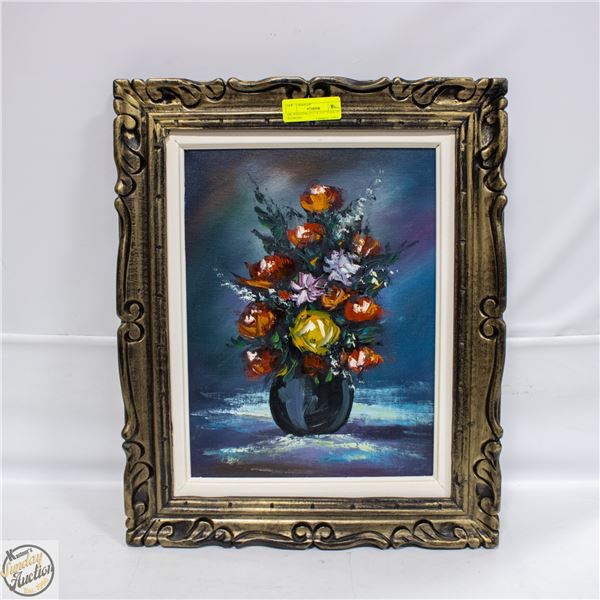 OIL PAINTING 17.5" X 21.5" VASE OF FLOWERS