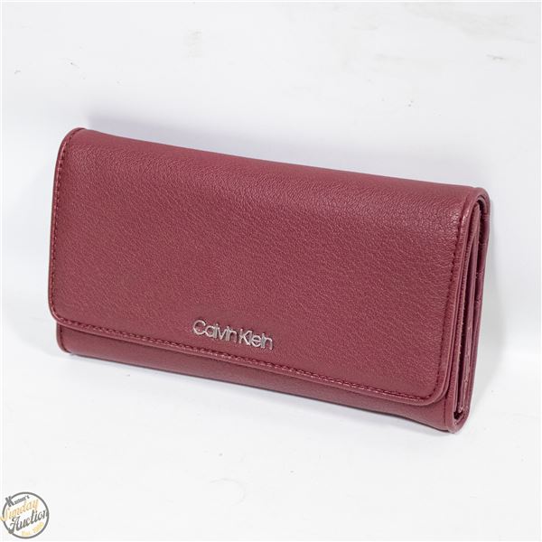 NEW CALVIN KLEIN BURGUNDY MULTI-FOLD WALLET