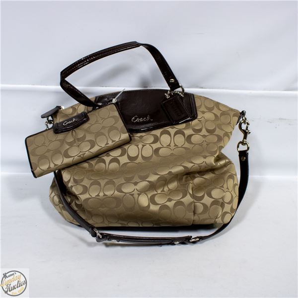 AUTH. COACH ASHLEY SIG. SATCHEL & MATCH WALLET
