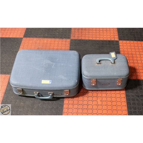 2 PIECE VINTAGE LUGGAGE SET WITH KEYS