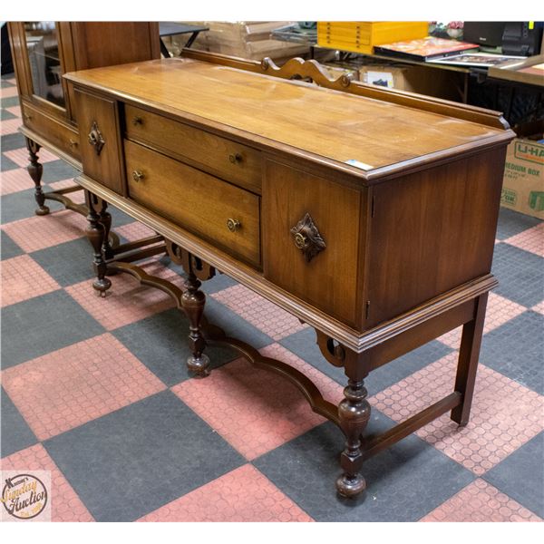VINTAGE JACOBEAN-STYLE WALNUT SIDEBOARD BUFFET