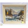 Image 1 : PAINTED EVENING SCENE ROCKY MOUNTAINS 16" X 20"