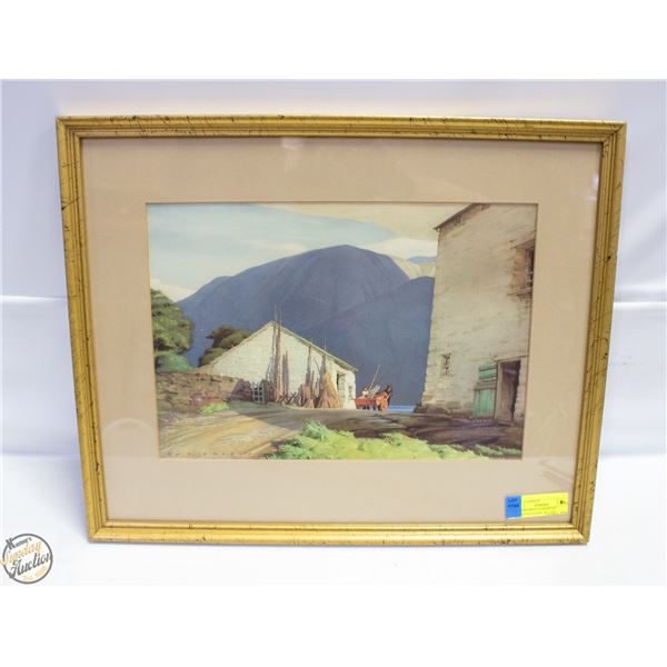 FRAMED PRINT EUROPEAN MOUNTAIN SCENE 16" x 20"