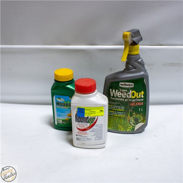 3 BOTTLES HERBICIDE 1L/500ML/500ML