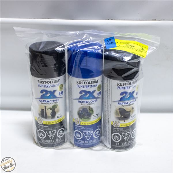 3PK RUSTOLEUM SPRAY PAINT