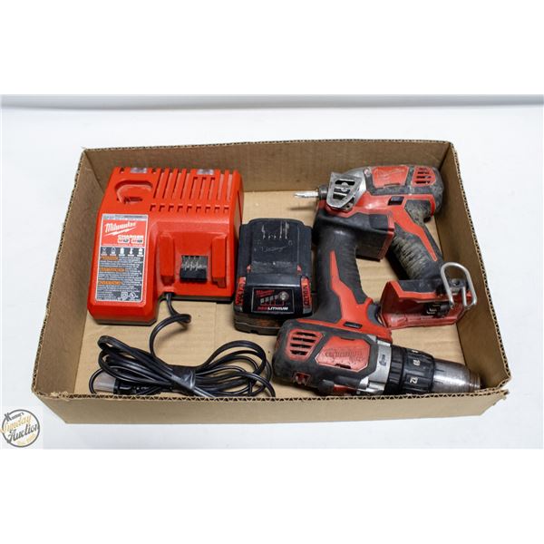 MILWAUKEE DRILLS W/ BATTERY AND CHARGER