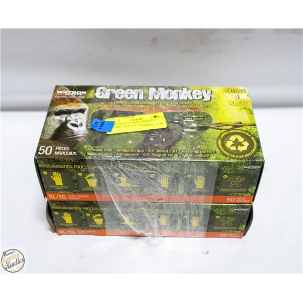 NEW 100 PCS GREEN MONKEY NITRILE GLOVES. SIZE XL