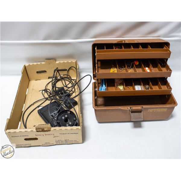FISHING TACKLE BOX WITH HUMMINGBIRD SONAR
