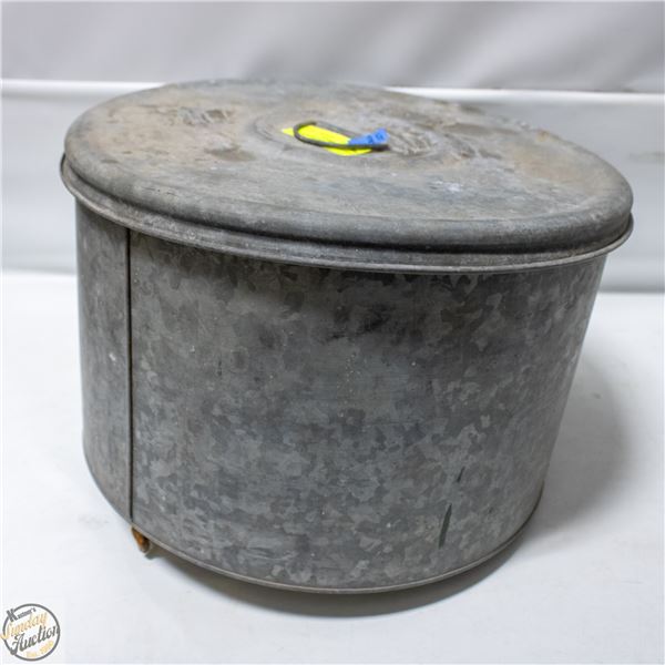 ANTIQUE METAL POT WITH SPIGOT