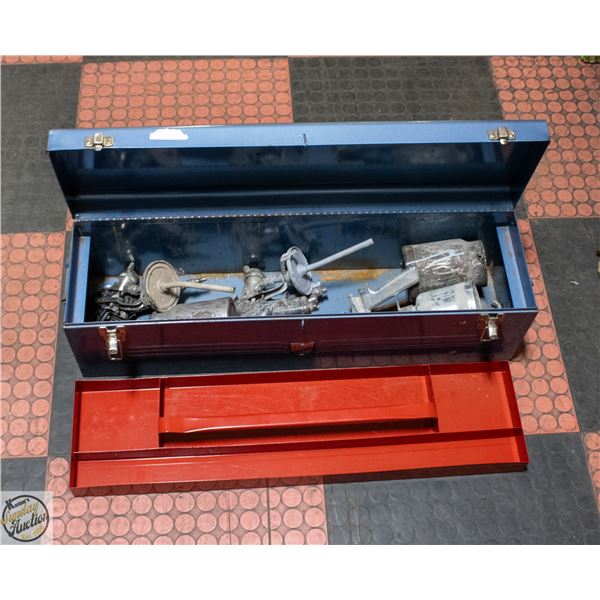 BEACH TOOLBOX WITH TRAY + VARIOUS PAINT GUNS
