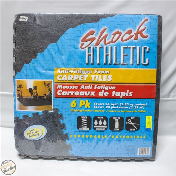 NEW SEALED 6PK ANTI FATIGUE CARPET TILES 24''X24"