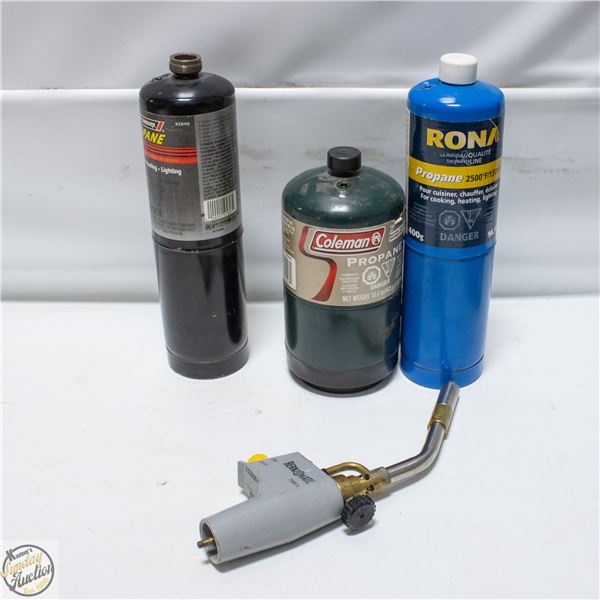 3 BOTTLES PROPANE/TORCH/IGNITOR